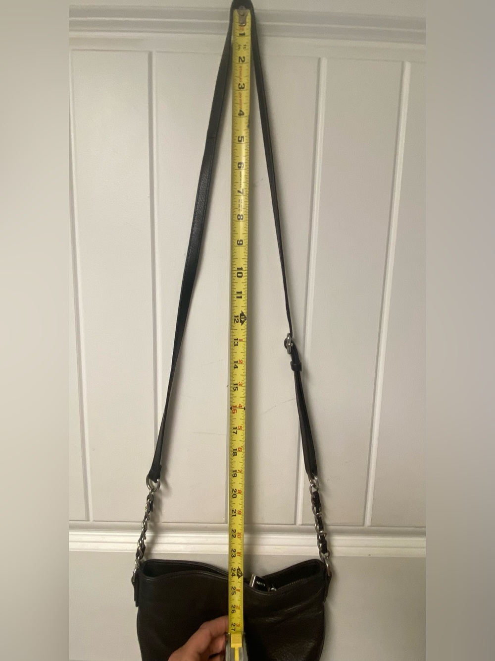 Vintage Danier Dark Brown Pebbled Leather
Crossbody Hobo Bag. - Picture 8 of 15